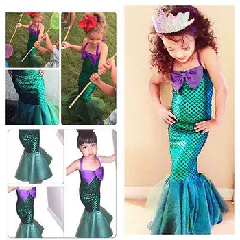 Copil drăguț Copil Ariel Little Mermaid Rochie de Fată Printesa Rochie de Petrecere Cosplay Costum de Haine Copii Haine 3-12Y