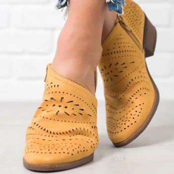 Moda de vara Femei PU Gol Sandale Sexy Ponited Toe Respirabil Femeie pantofi Doamnelor Confortabil Toc Gros Pantofi de Cauciuc Fierbinte
