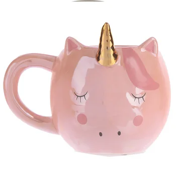 Cana De Cafea De Creație Ceramică Unicorn Micul Dejun Suc De Lapte Ceașcă De Ceai Cu Maner Roz Alb Personalizat Acasă Drinkware Cuplu Cadou