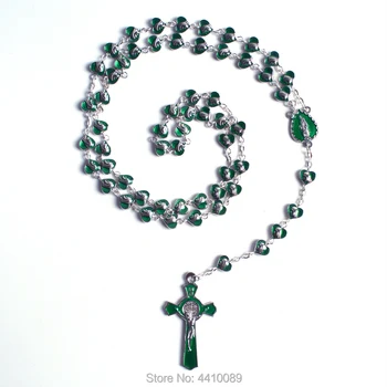 Noua Moda Populare Religioase Inima Verde Aliaj Margele Madonna Catolică Lanț Colier Rozariu