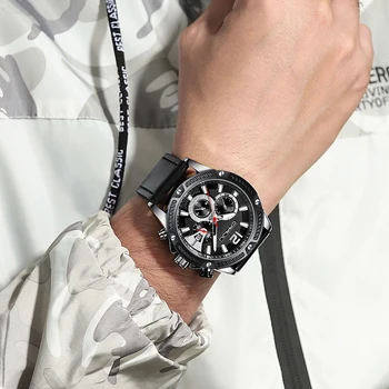 Ceasuri barbati CRRJU Casual din Piele Ceasuri pentru Barbati Brand de Top de Moda de Lux, Cronograf, Calendar Cuarț Ceasuri reloj hombre