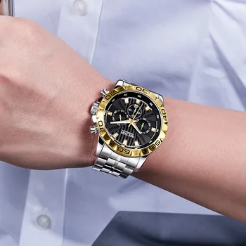 MEGIR din Oțel Inoxidabil Ceasuri Barbati Chronograph Quartz de Afaceri Mens Watch Top Brand de Lux Impermeabil Ceas Reloj Hombre
