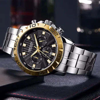 MEGIR din Oțel Inoxidabil Ceasuri Barbati Chronograph Quartz de Afaceri Mens Watch Top Brand de Lux Impermeabil Ceas Reloj Hombre
