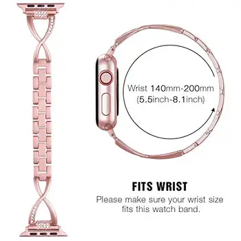 Curea pentru Apple Watch Band 5 4 Oțel Inoxidabil 38mm 42mm Stras Diamant Ceas Inteligent Trupa de Metal pentru Apple Watch Serie 3/2/1