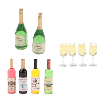 1:12 casă de Păpuși în Miniatură Sticle de Vin Sticle de Șampanie și Clar Ochelari Model Consumabile Partid