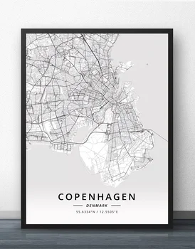 Copenhaga, Odense Danemarca Harta Poster
