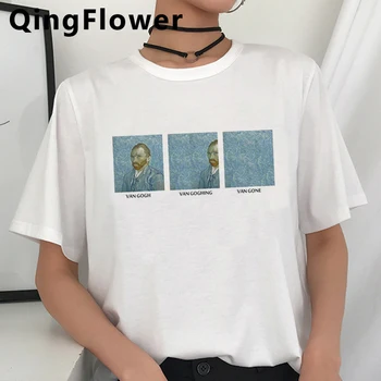 Van Gogh Harajuku Estetice Tricou Femei Ullzang Amuzant de Desene animate T-shirt Grunge Grafice de Epocă Tricou Grafic de Top Teuri de sex Feminin