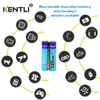 KENTLI 4buc nici un efect de memorie de 1.5 v 1180mWh AAA litiu baterii reîncărcabile li-ion baterie