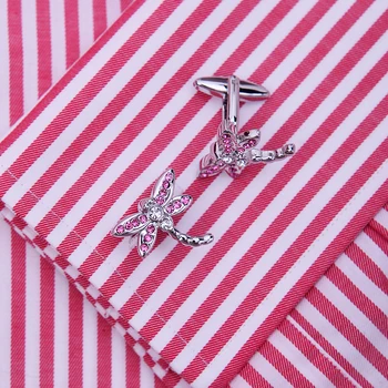 KFLK Bijuterii cămașă buton pentru femei de Brand Cristal Roz Libelula animal Manșetă link-ul de Lux Butonul de Înaltă Calitate oaspeții