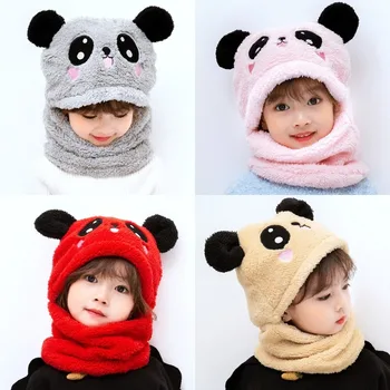 Fetita Pălării Toamna Iarna Twitter dintr-O bucata Căști Băieți Drăguț Panda Îngroșat Copii Pălării de Pluș Ureche de Bumbac Capace Accesorii