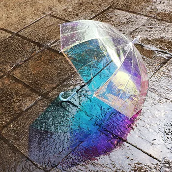 INS Schimbare de Culoare Umbrela cu Mâner Lung Transparent Rainbow Umbrelă de Soare, Ploaie, Umbrele, Umbrele de soare Regenschirm Fata Cadou SY192