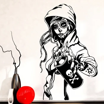 Reclame Autocolante De Perete Bomboane De Zahăr Craniu Graffiti Fată Adolescent Dormitor Decor De Vinil De Perete Decalcomanii De Acasă Decorare Camera De Zi Y610