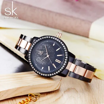 Shengke Ceasuri Femei SK Femei Ceasuri de Top de Brand de Lux Diamant Doamnelor Ceas din Oțel Inoxidabil Ceas Zegarek Damski Reloj Mujer