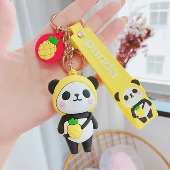 Desene animate drăguț Panda-un breloc din Silicon brelocuri Pentru Femei cu Animale 3D Brelocuri Farmec Cheie Auto Titularul pungă de cadouri ornamente