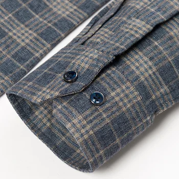 Moda pentru bărbați din Bumbac Periat Carouri Carouri, Tricouri Singur Patch-uri de Buzunar cu Maneca Lunga-Standard-se potrivesc de Îmbrăcăminte Casual Camasa