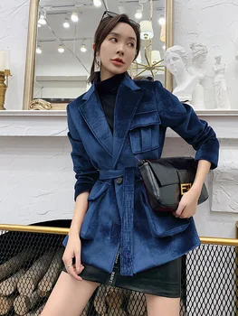 Femei De Primăvară Sacou De Catifea Moda Stil Coreean Scurt Harajuku Costum Buzunare Singur Pieptul De Muncă Casual Sacou Bombardier 2020