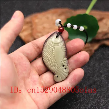Naturale Doi Culoare Jad Chinezesc de Pește Pandantiv Colier Farmec Bijuterii Sculptate Amuleta Moda Accesorii Cadouri pentru Femei Barbati
