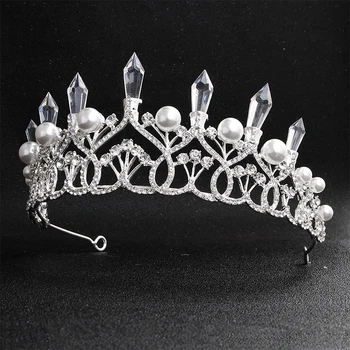 Miallo mai Nou Regina Perle de Cristal Nunta Coroana de Mireasă Femei Coroana Diademă Headpieces Diademe și Coroane de Păr Bijuterii