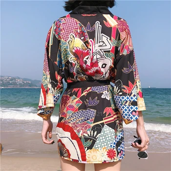 Kimono Japonez Yukata Femeie Cardigan Moda Bluza Femei De Vară 2020 Beachwear Tipărite Streetwear Tradiționale Kimonouri Tricou