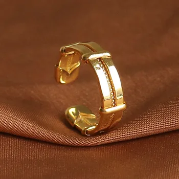 Clasic Linie Dublă de Metal Inel Deschis pentru Femei Minimalist Geometrie Dreptunghiulară de Culoare de Aur Inele Cadouri