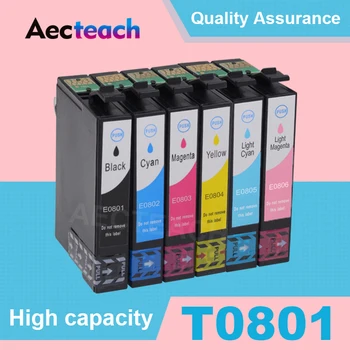Aecteach T0801 - T0806 Plin Cartuș de Cerneală Compatibile pentru Stylus Photo PX650W 660 660+ 700W 710W 720WD 730WD 800FW 810W Printer