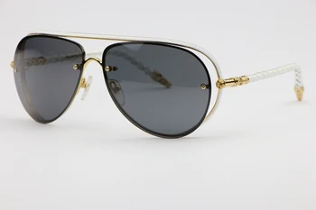 De înaltă calitate ochelari de Soare metal Stil Retro oval Mare cadru Femei Barbati Unisex alb Impletit picioarele UV400 ochelari
