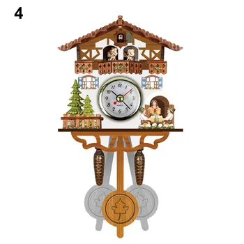 De epocă din Lemn Cuc Ceas de Perete Bird Timp Bell Leagăn de Alarmă Ceas Domiciliu Art Decor GQ999