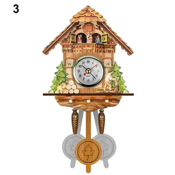 De epocă din Lemn Cuc Ceas de Perete Bird Timp Bell Leagăn de Alarmă Ceas Domiciliu Art Decor GQ999