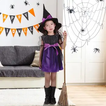 Transport gratuit Halloween Fancy Fantasia Copil Vrăjitoare Costume Cosplay pentru copii Copii Costum Vrajitoare pentru Fete Vrăjitoare Bat haine