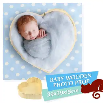 Drăguț din Lemn Nou-născut Fotografie Recuzită forma de Inima Mini Baby Pat din Lemn Copilul Trage Recipient Studio Foto care Prezintă Propunerii de Creatie