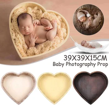 Drăguț din Lemn Nou-născut Fotografie Recuzită forma de Inima Mini Baby Pat din Lemn Copilul Trage Recipient Studio Foto care Prezintă Propunerii de Creatie