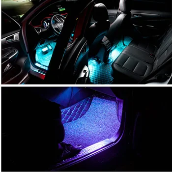 Masina de LED-uri RGB 4*9pcs SMD 10W Decorative de Interior Atmosfera Benzi Auto Calea Etaj Lumină de Control de la Distanță 12V