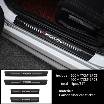 4buc de Styling Auto 3D fibra de carbon Pragul Autocolant Pentru Mitsubishi Lancer 10 3 9 EX Outlander 3 ASX L200 Concurenței Accesorii