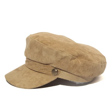 De iarnă pentru Femei Capac Militar Toamna piele de Căprioară Octogonal Capac de piele de Căprioară de Sus Plat Capace Militare de Marină Pălării, berete pălărie de Calitate de Top Solid Capac