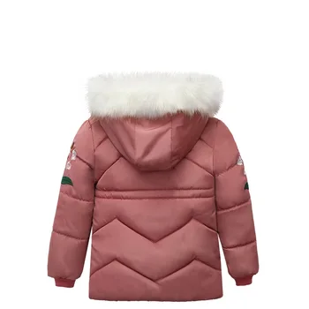 Iarna Cald Îngroșa Blana Guler Broderie Timp Copilul Haina Copii Îmbrăcăminte exterioară Windproof Căptușeală Lână Fete pentru Copii Jachete de 110-130cm