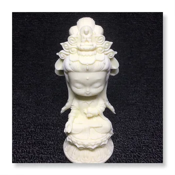 Guanyin Bodhisattva-desene animate versiune in Miniatura decorative model de statuie a lui Buddha，artă Modernă Guanyin，decor Acasă statuie