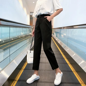 Negru Stretch Pantaloni de Creion pentru Femei de Moda Munca de Birou Elegant Pantaloni Noi Casual Slim Subțire coreean Buzunare Glezna-Lungime Pantaloni