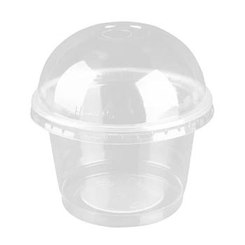 25pcs 250 ml de Unică folosință Salata Ceașcă de Plastic Transparent inghetata Desert Vas Recipient cu Capac pentru Bar Cafenea Petrecere Veselă