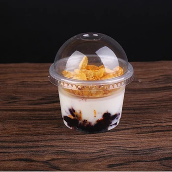 25pcs 250 ml de Unică folosință Salata Ceașcă de Plastic Transparent inghetata Desert Vas Recipient cu Capac pentru Bar Cafenea Petrecere Veselă