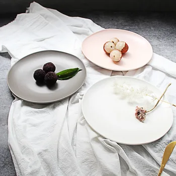 Stil Nordic Placa Ceramica Superficial Macaron Vest Cină Friptură De Uz Casnic De Legume Placă Plate Rotunde
