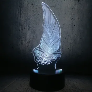 Pană concis Moderne 3D LED Lampă Atmosferă creativă Lumina de Noapte plina de culoare Dormitor Birou de Lumină Cameră Decor decor acasă