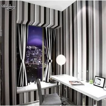Beibehang Modern, simplu, negru, alb și gri cu dungi verticale tapet dormitor, cameră de zi cu TV tapet de fundal