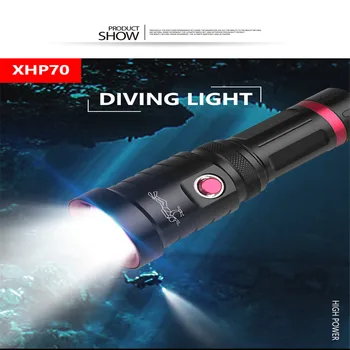 25 M Scufundări cele Mai Luminoase XHP 70 IPX8 Lanterna Led-uri USB Reîncărcabilă Lumina rezistent la apa Portabil 26650/18650 Baterie Tabără de Pescuit