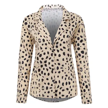 Jaycosin vintage tricou femei Casual Leopard de Imprimare Mâneci Lungi V-Gât Adânc V-Gât Vrac harajuku T-shirt Femei Topuri plus Dimensiune