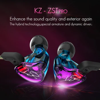 KZ ZST Pro Sport Muzica Pavilioane Armatura Dual Driver Casti Cablu Detașabil Audio Monitoare Izolarea Zgomotului Căști HiFi