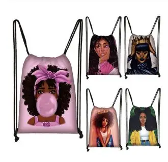 Drăguț afro fata maro cordon geanta de sex feminin geanta de voiaj American Africa femeile de cauzalitate rucsac moda sac de depozitare