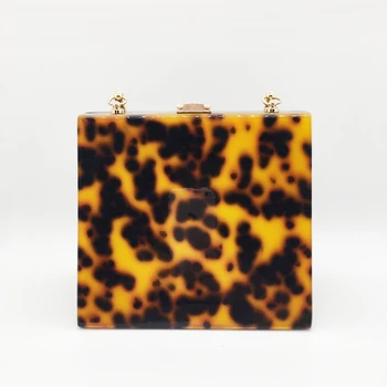 20Stylish Nou Portofel Femei Leopard Amber Print Geanta de Seara Retro Acrilice Petrecere de Bal de Lux Formă de T Pungă de Ambreiaj Genți de mână de Moda