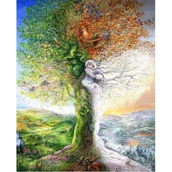 Gatyztory Diy Pictura De Numere Femeie Copac Panza de Colorat Peisaj pictat manual Decor de Perete 60×75 cm Cadou
