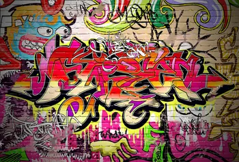 Graffiti Zid de Cărămidă Orașul fotografie fundal de Vinil, pânză de Calculator de Înaltă calitate de imprimare de fundal petrecere