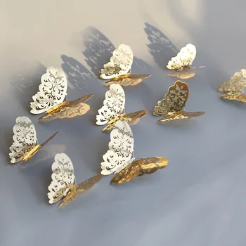 12pcs 3D Gol Fluture Perete Autocolant pentru Decor Acasă DIY Fluturi Frigider autocolante Decorare Camera Petrecere de Nunta Decor